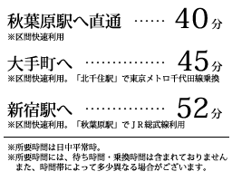 各駅への所要時間