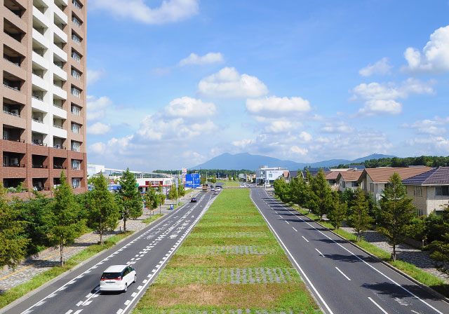 研究学園地区の街並み